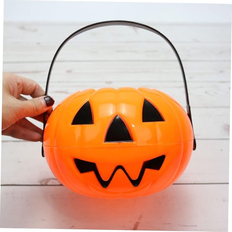 Vibrant Orange Halloween Pumpkin Bucket Candy Pail Reusable for Treats and Parties - Image 5